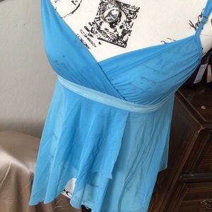 Vintage Victoria’s Secret Sheer Blue Chemise and Panty Set Size Small.